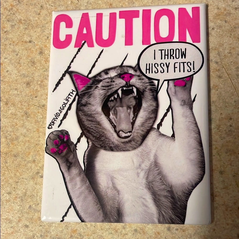 Caution Cat Funny Magnet